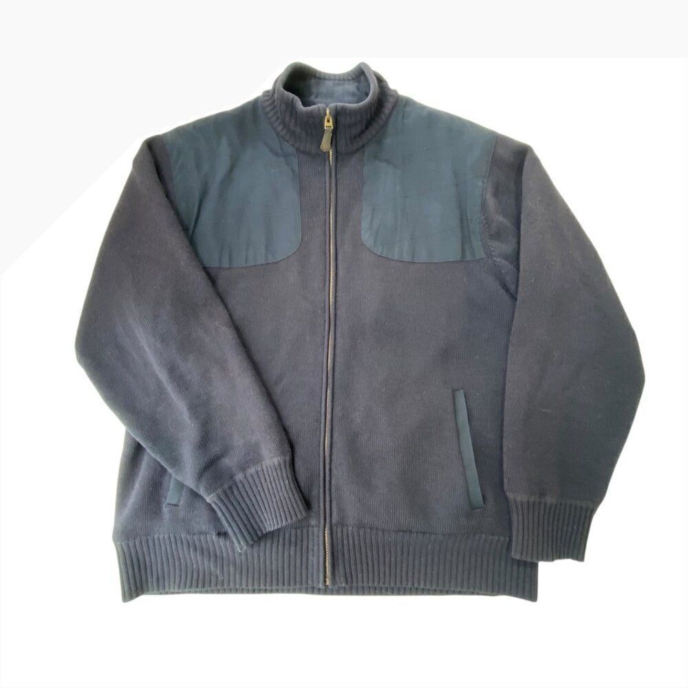 Orvis Men's Wool Ultimate Foul Weather Sweater Wool Blend Navy Blue Size L